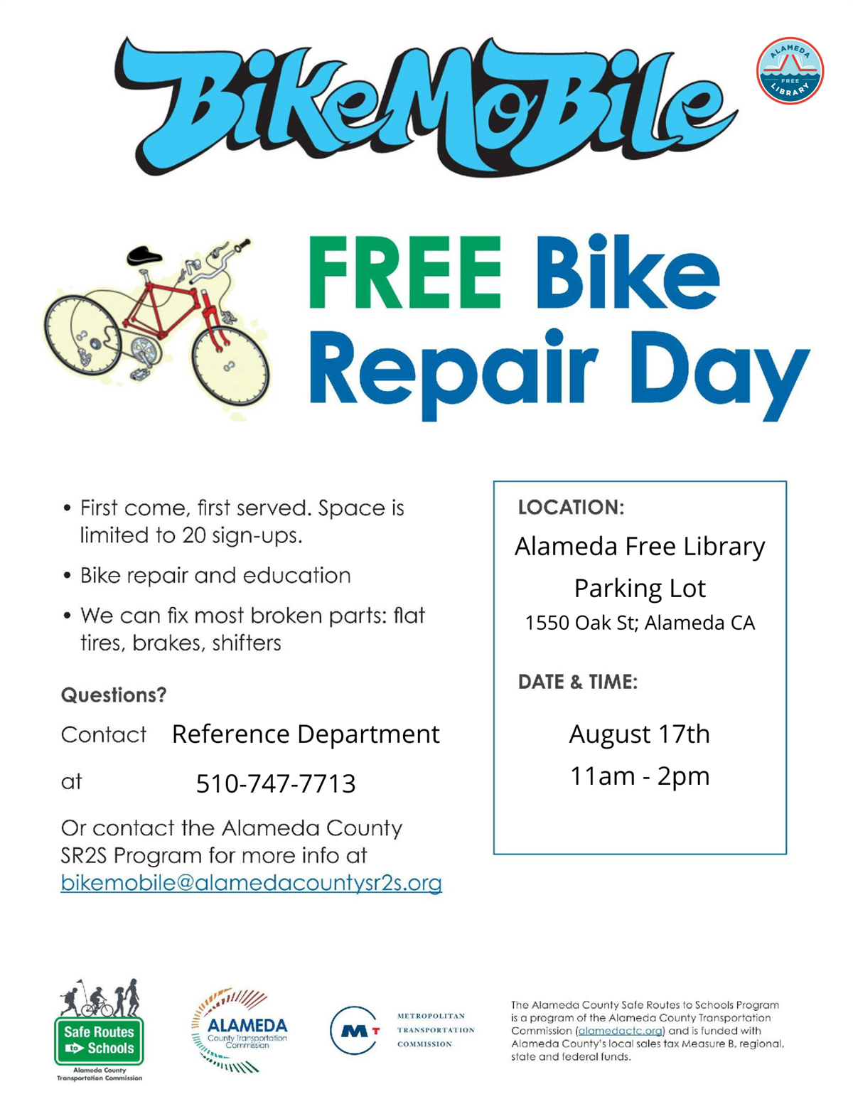 Free Bike Repair Day with BikeMobile Alameda Free Library
