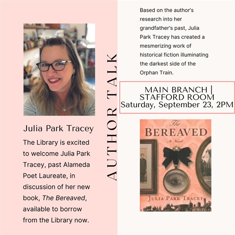 Author talk with Julia Park Tracey September 23rd 2PM Main Branch Stafford Room