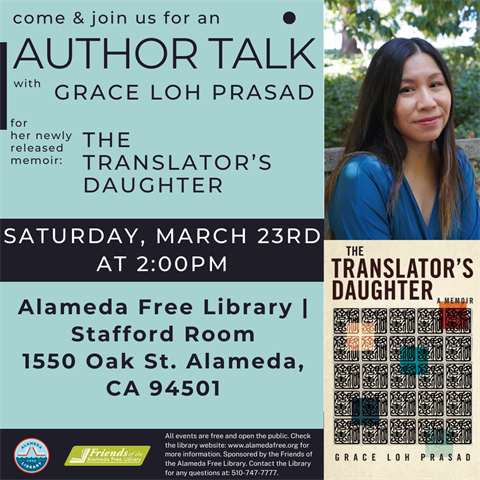 Author talk with Grace Loh Prasad Saturday March 23 2PM