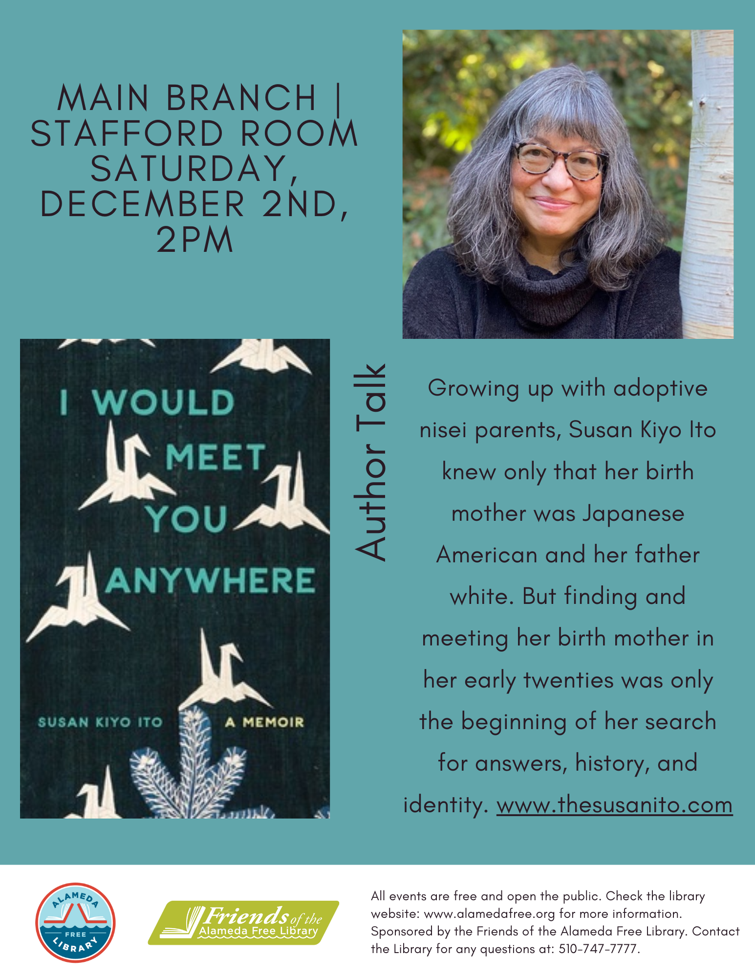 Join us for an author talk with Susan Ito on Saturday Dec 2 at 2pm
