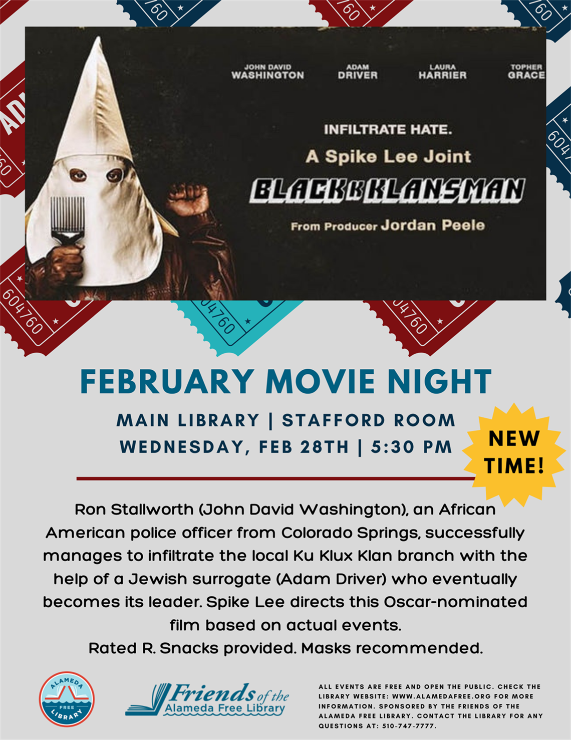 February Movie Night Alameda Free Library